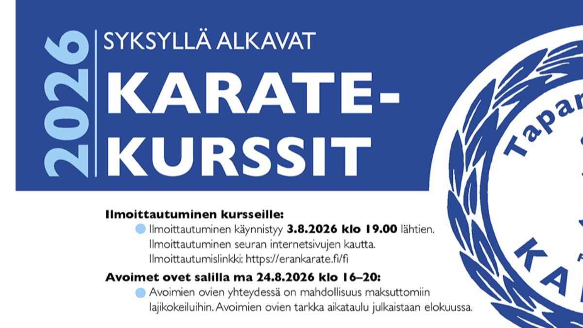 Syksyn uudet alkeiskurssit - ilmoittautuminen alkaa 3.8.2026